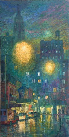 Street Lights New York original abstract cityscape artwork Contemporary 