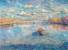 Thames - original zeitgenössisches Stadtbild - impressionistisches Ölgemälde