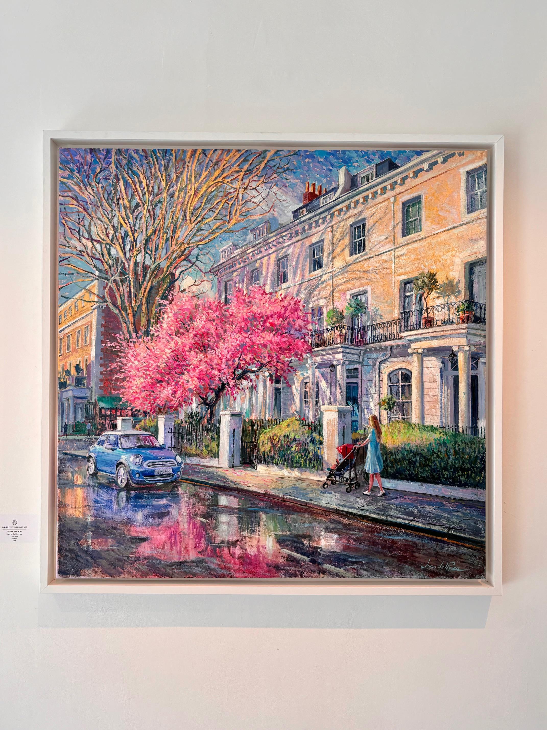 Turloe Cherry Tree - original impressionism figurative cityscape oil painting - Painting by Juan del Pozo