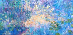 Water Lillies - Impressionist contemporary modern impasto waterscape oil paint