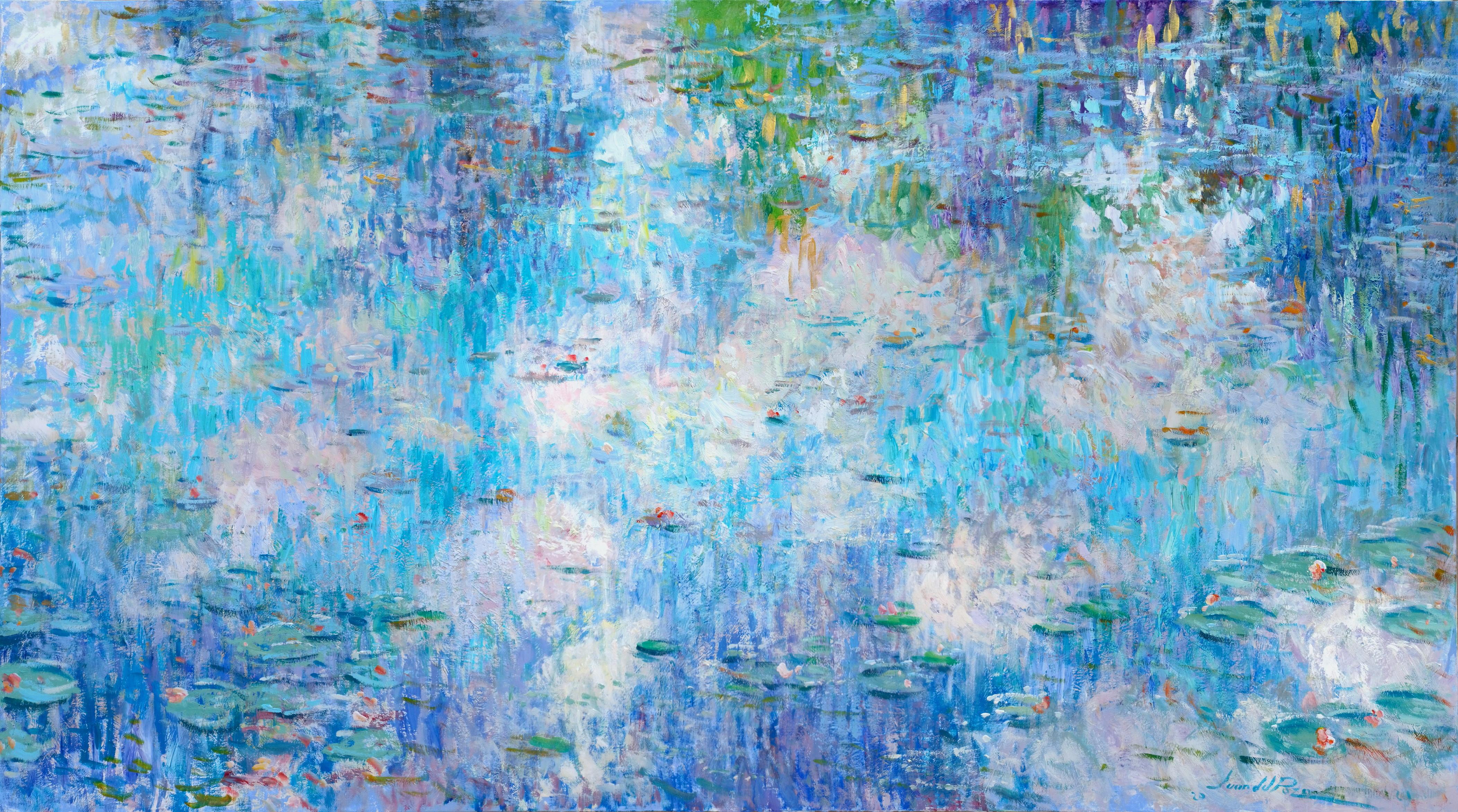 Juan del Pozo Landscape Painting - Waterlilies Clouds