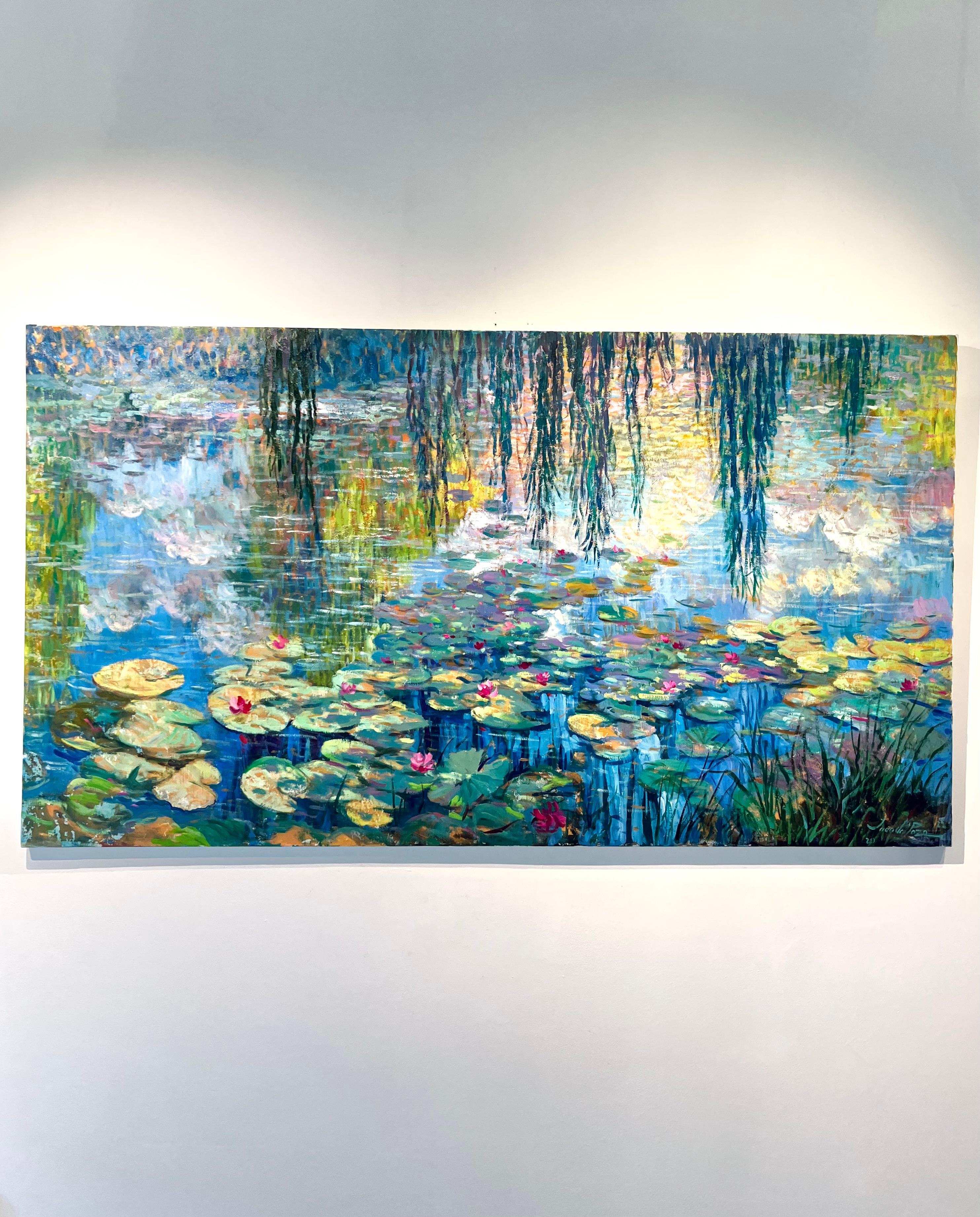 Sauce llorón-opinión al óleo paisaje impresionismo original-Arte contemporáneo - Painting de Juan del Pozo