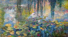 Saule pleureur - peinture à l'huile impressionniste de paysage - art contemporain