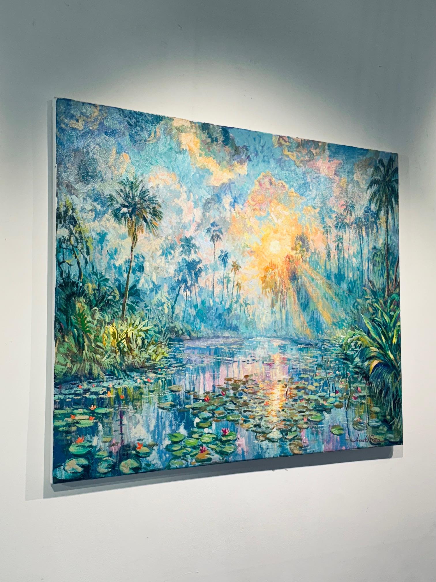 Wetlands- waterscape impressionism painting- contemporary landscape artwork - Impressionist Painting by Juan del Pozo