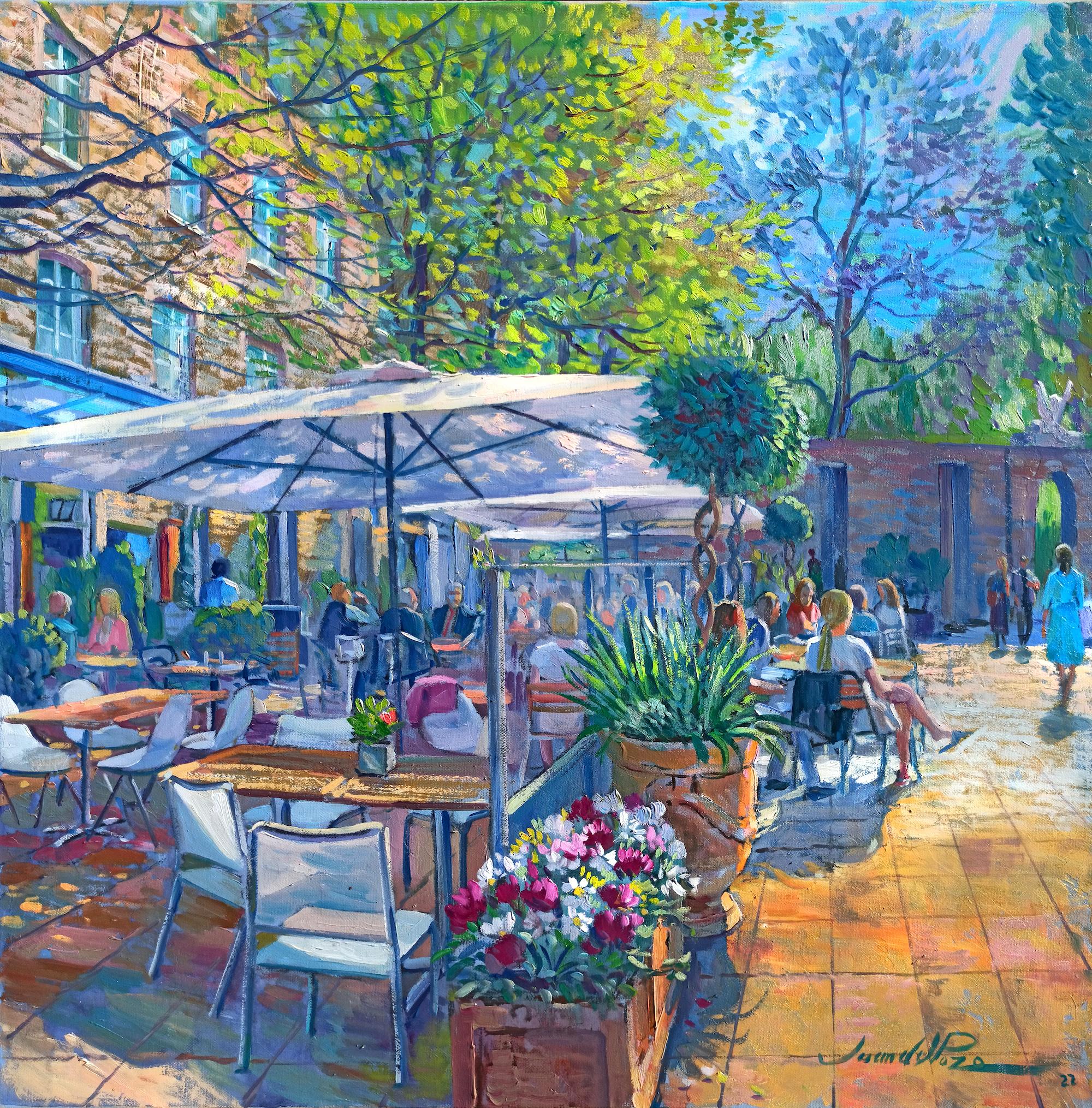 Landscape Painting de Juan del Pozo - Cuando brilla el sol-opinión al óleo de paisaje urbano figurativo del impresionismo original