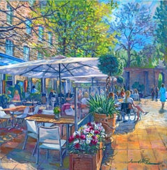 Cuando brilla el sol-opinión al óleo de paisaje urbano figurativo del impresionismo original