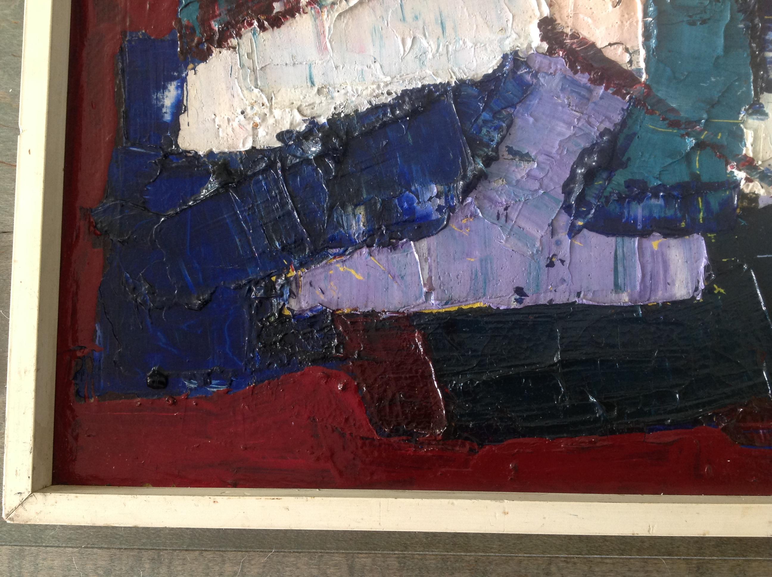 Mid-Century Modern Juan Del Prete Abstract Colorful Painting from 1957