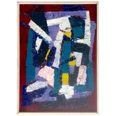 Vintage Juan Del Prete Abstract Colorful Painting from 1957