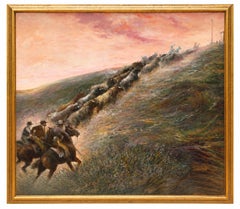 Arreo en la colina - Óleo sobre panel - Firmado y enmarcado