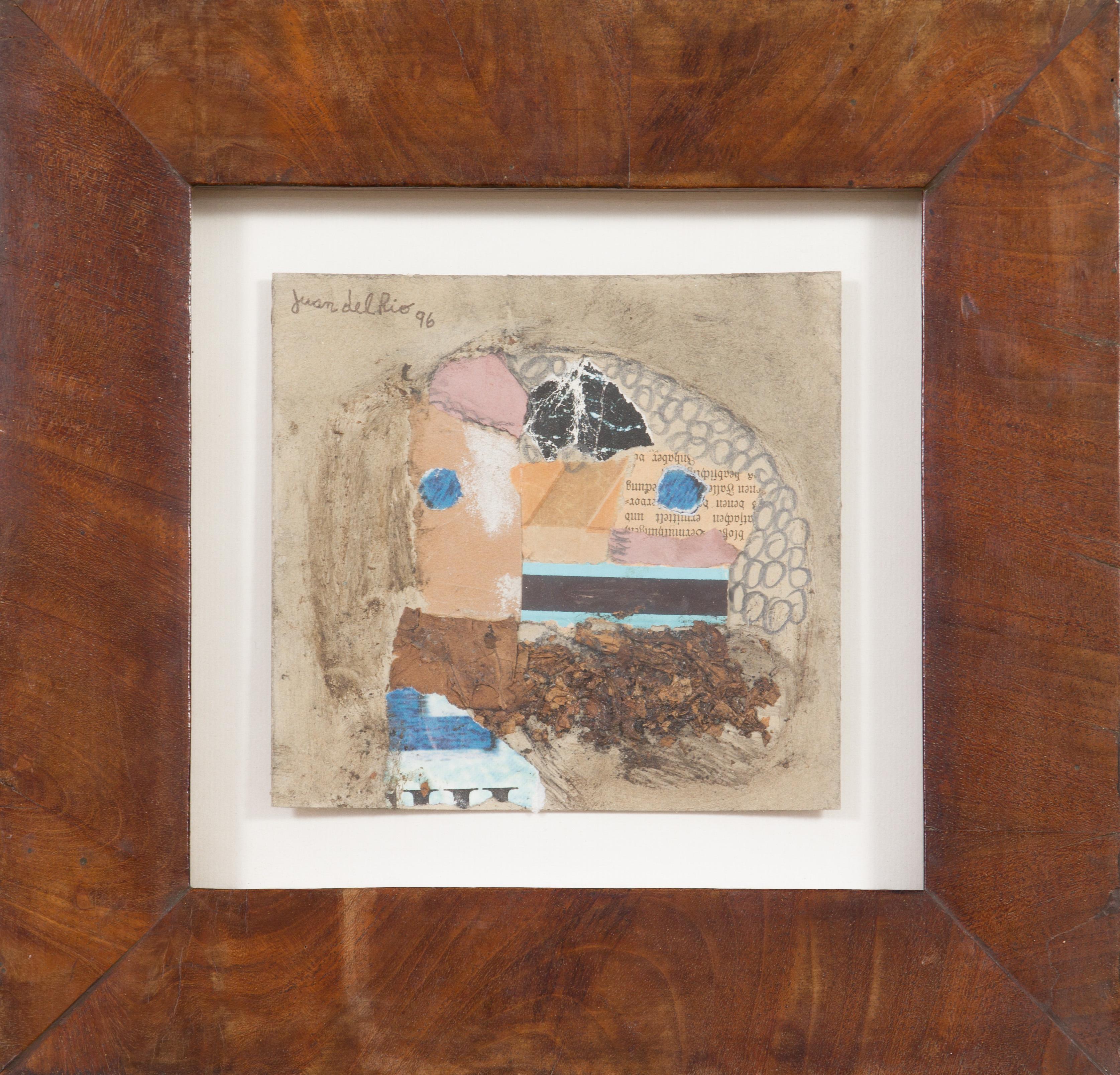 - The artwork is a untitled material image / collage / assemblage
- Material: pencil, newspaper and magazine clippings and tobacco leaves, mounted on cardboard
- Signed 