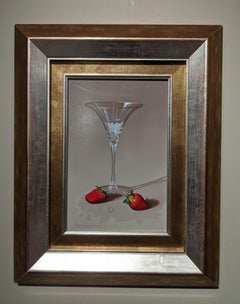 'Martini Glass with Strawberries' Contemporary photorealist still life painting