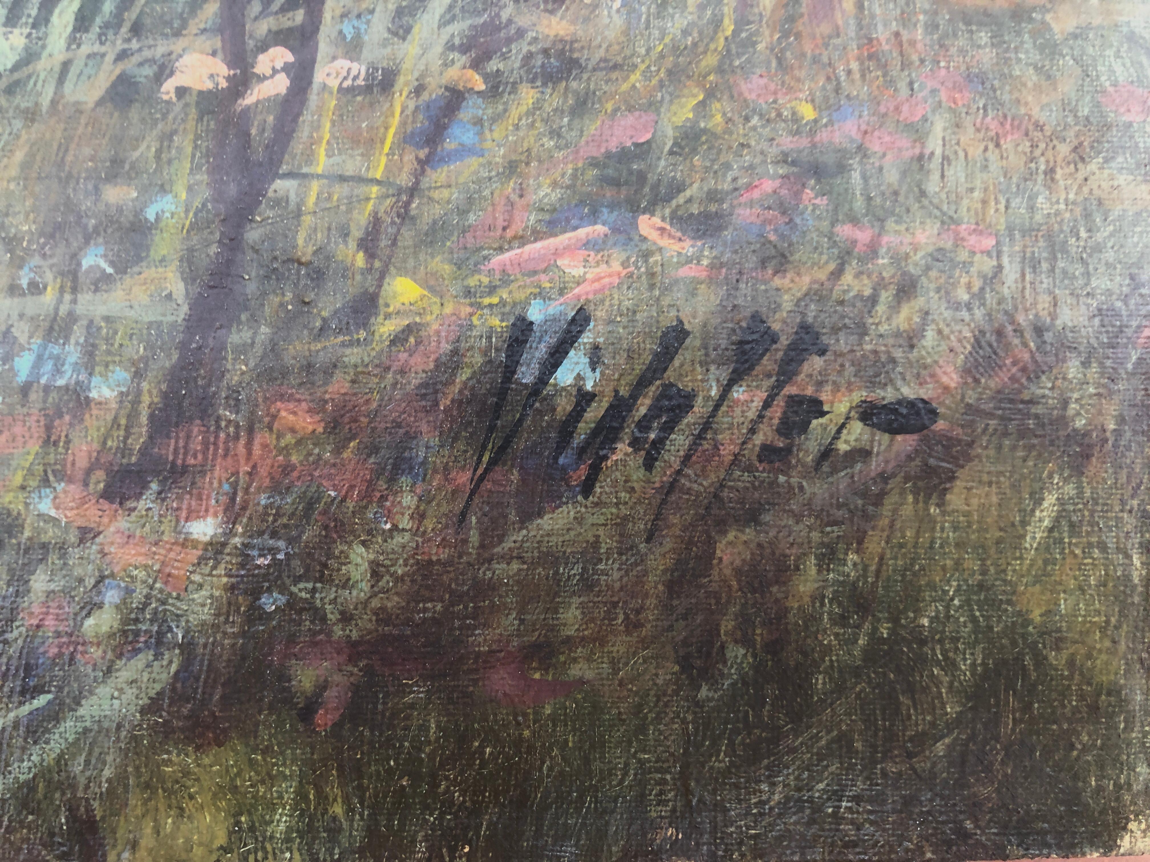 berger paysage huile sur toile peinture - Painting de Juan Francisco Vidaller