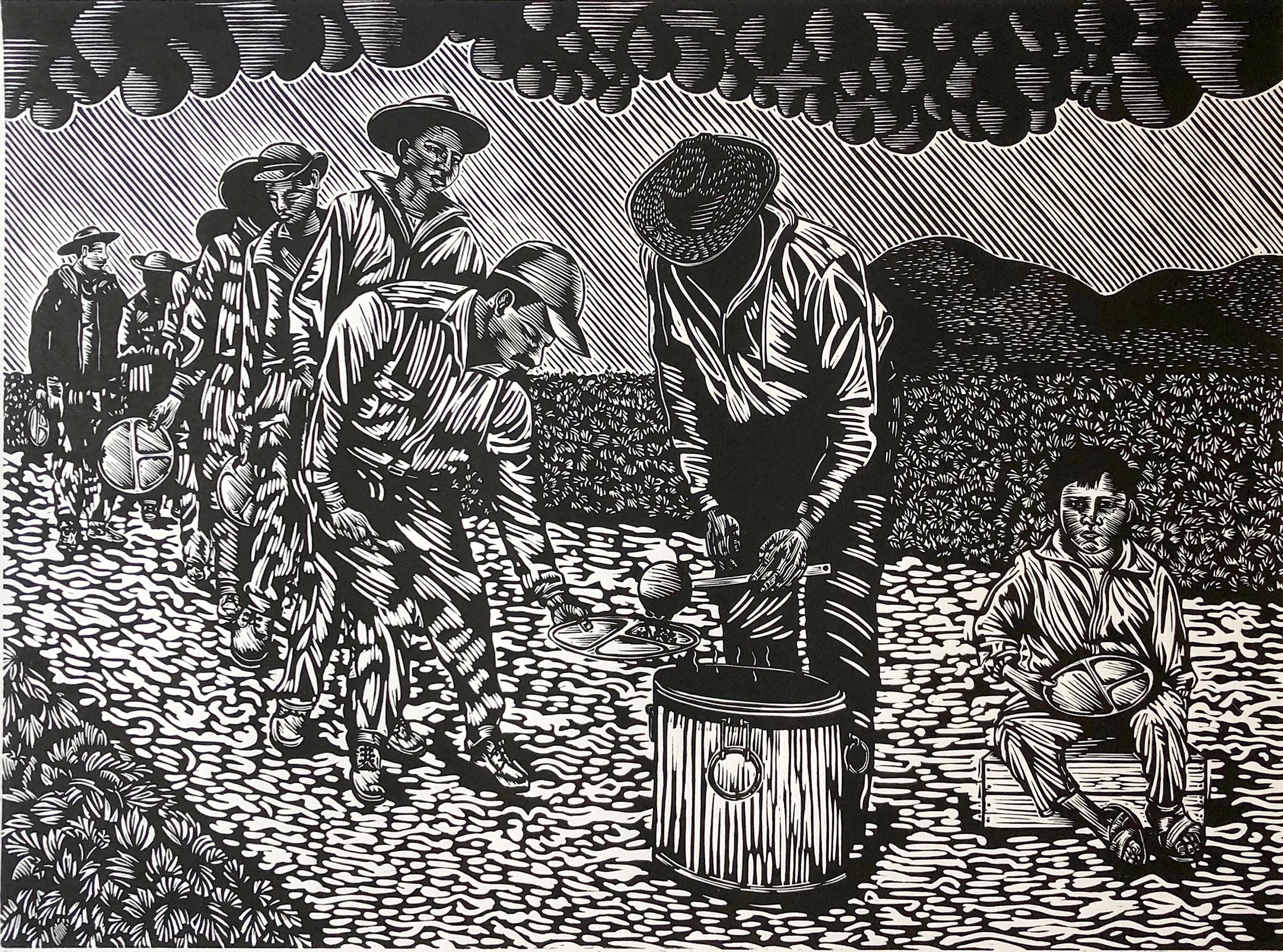 Juan Fuentes Figurative Print - Bracero Brothers