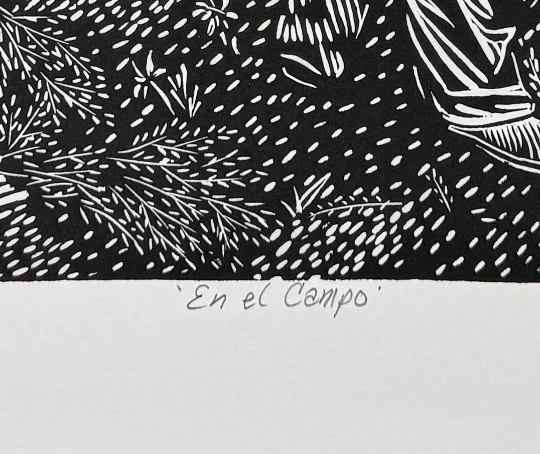 En el Campo (Schwarz), Portrait Print, von Juan Fuentes