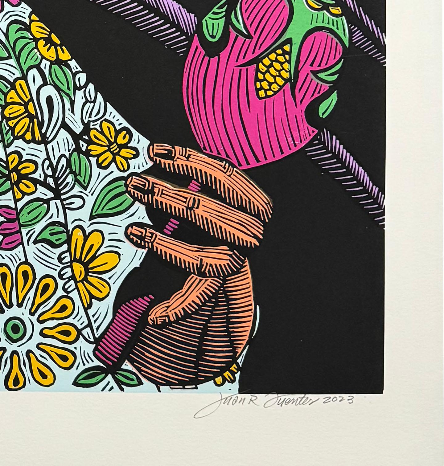 La Danzante - Black Portrait Print by Juan Fuentes