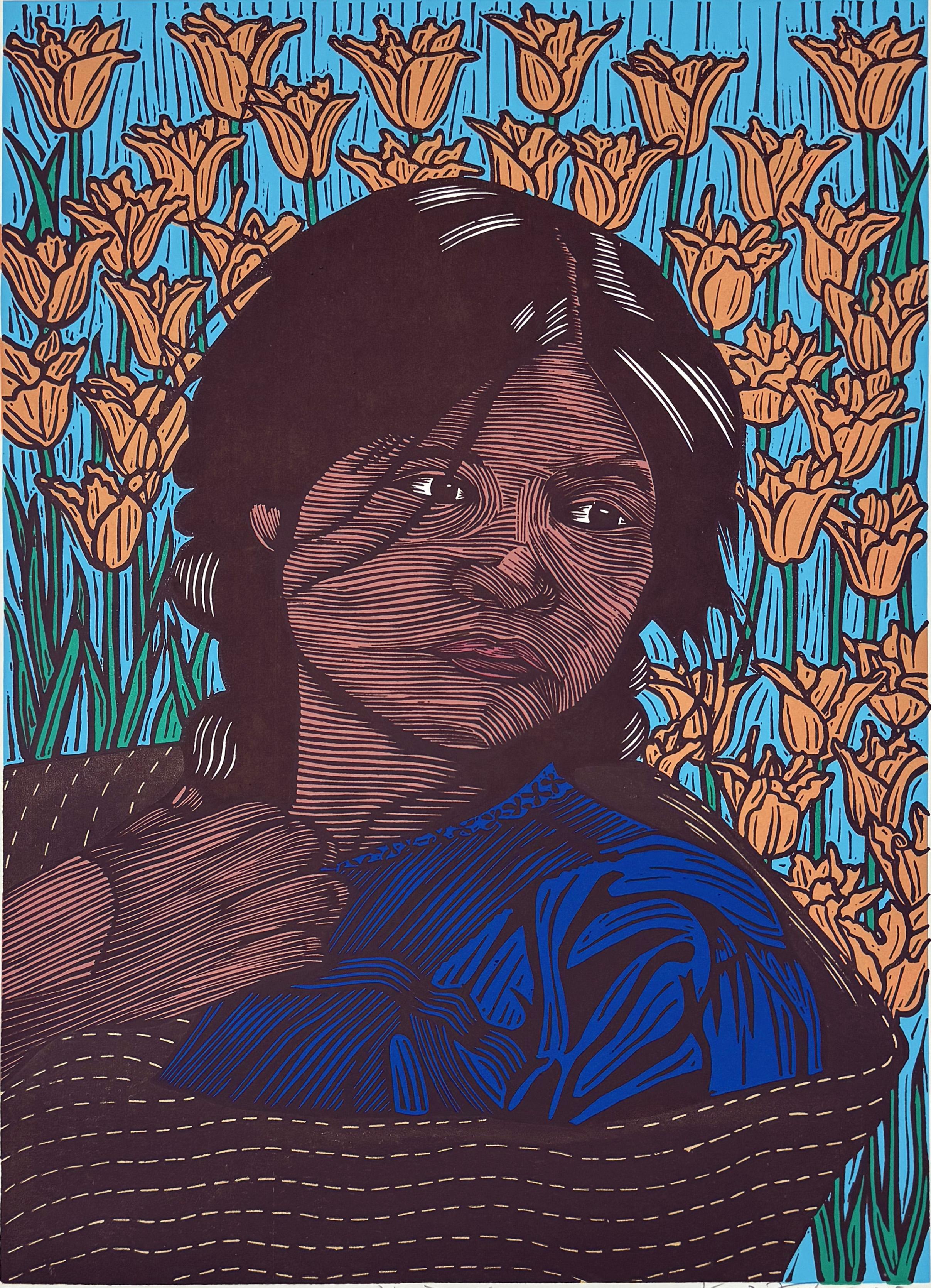 Mezzo di comunicazione: Serigrafia
Year: 2025
Dimensioni dell'immagine: 18 x 12 pollici
Edizione: 26

La Reyna di Juan Fuentes è una serigrafia vibrante e di grande impatto emotivo che esemplifica l'impegno dell'artista nell'onorare le comunità