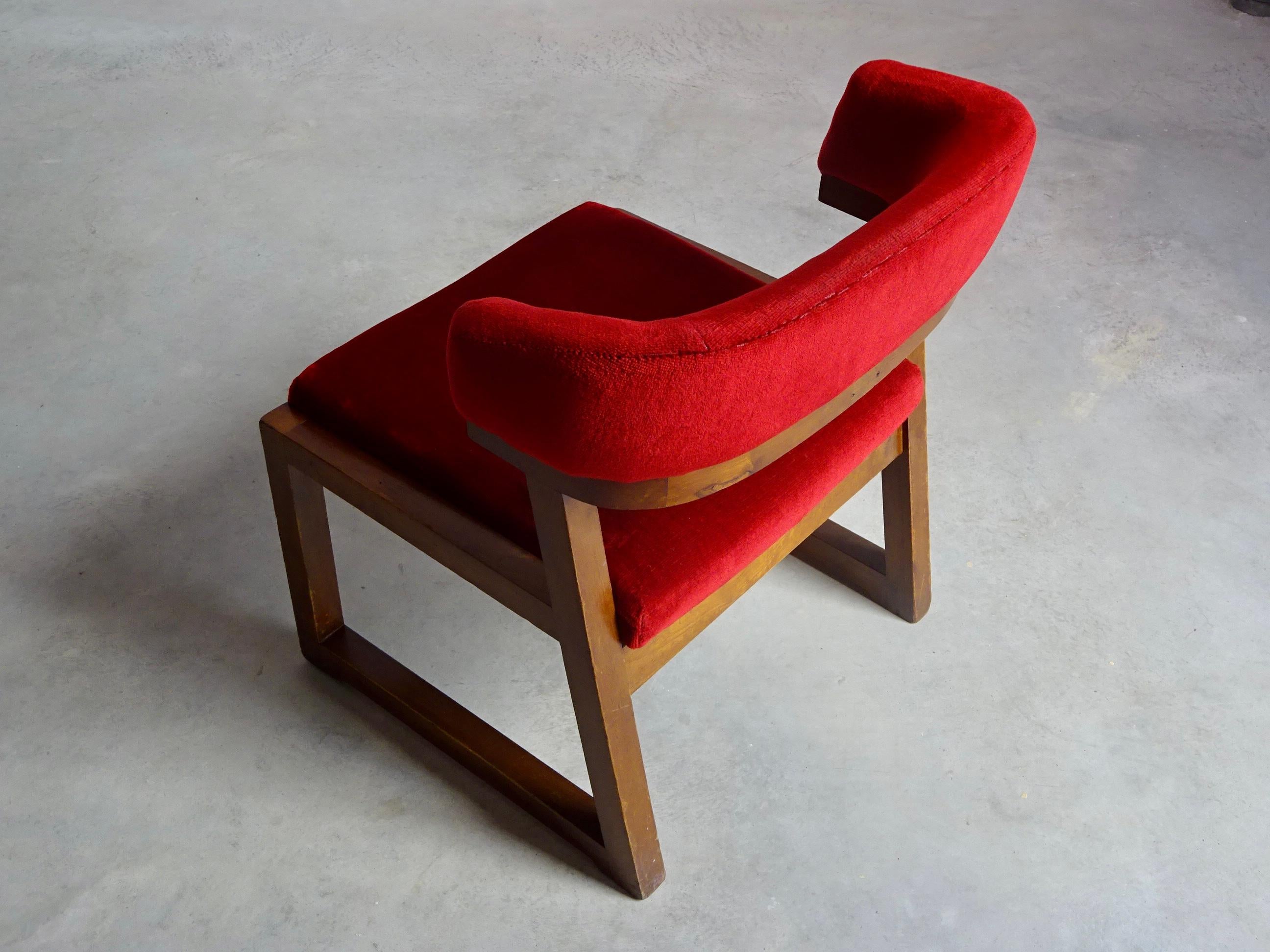 Upholstery Juan Gamboa Spanish Low Chairs, 1964 For Sale