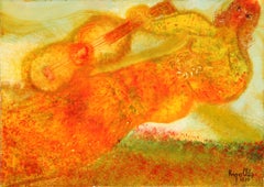Guitarista, Modern Oil Painting by Juan Garcia Ripolles 1970