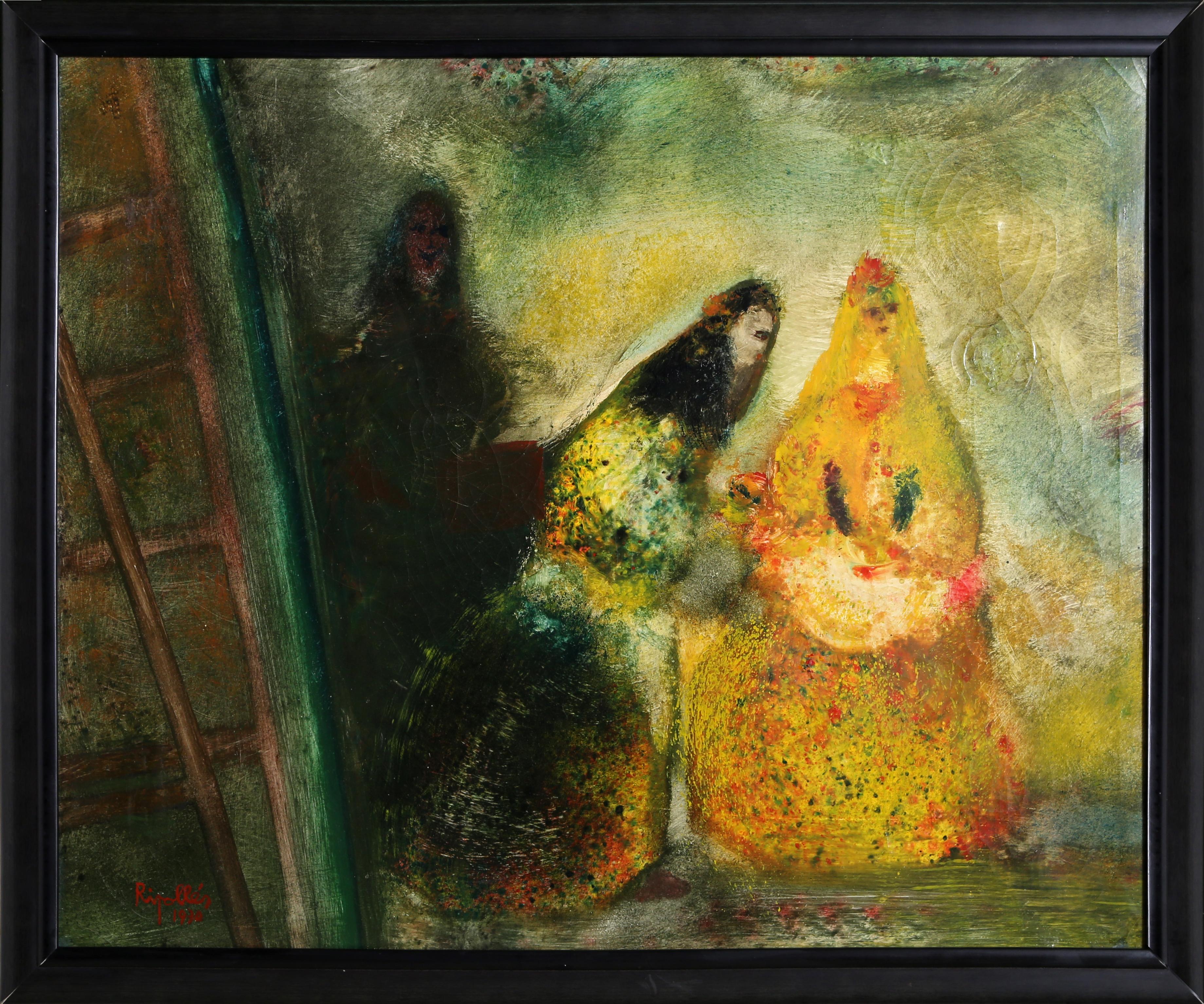 Artiste : Juan Garcia Ripolles, espagnol (1932 - )
Titre : Trois femmes
Année : 1970
Moyen : Huile sur toile, signé à gauche.
Taille : 23.75 in. x 29 in. (60,33 cm x 73,66 cm)
Taille du cadre : 26.25 x 31.5 pouces 