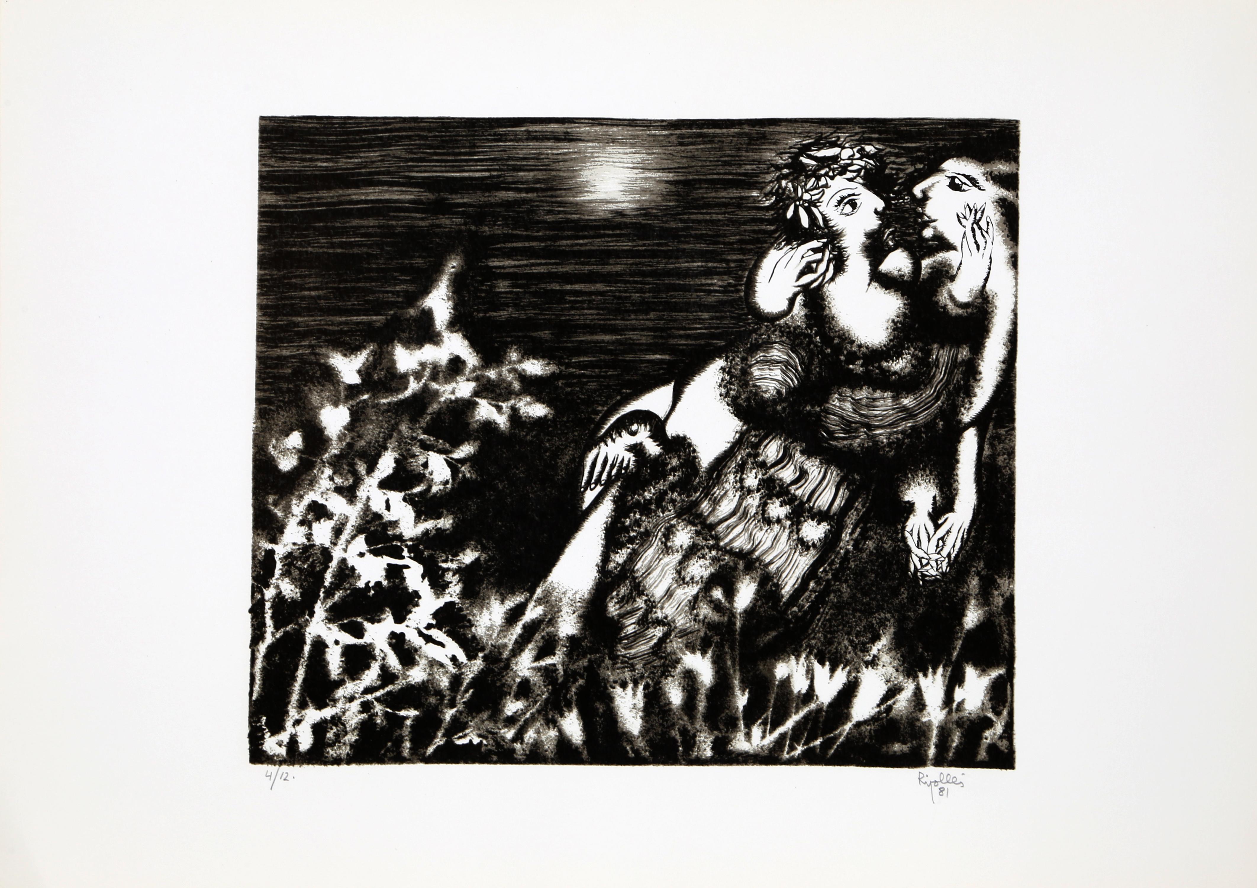 Adam and Eve II, Signed Modern Lithograph by Juan García Ripollés - Print by Juan Garcia Ripolles