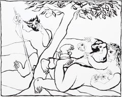 Adam and Eve, Modern Lithograph by Juan García Ripollés