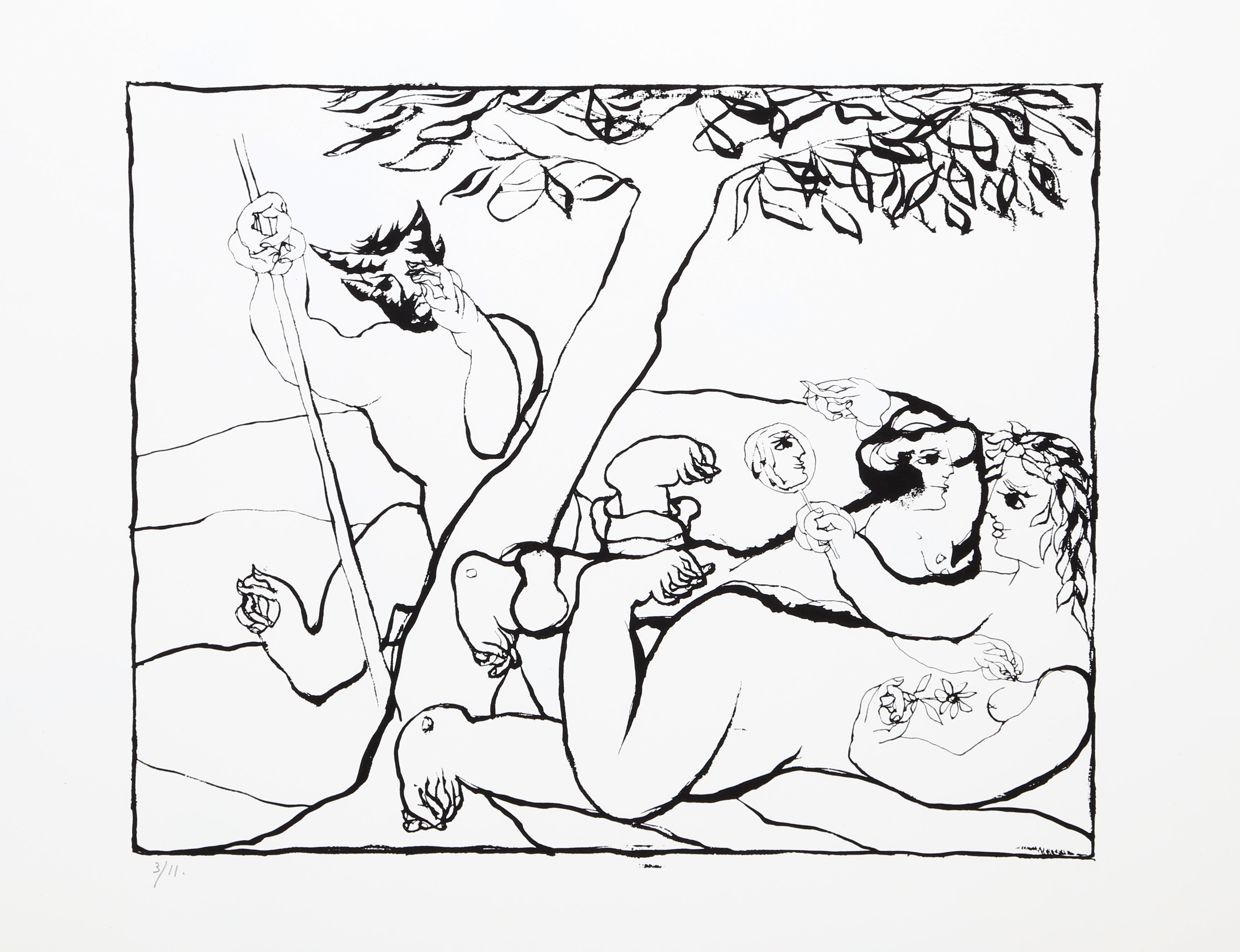 Adam and Eve, Modern Lithograph by Juan García Ripollés - Print by Juan Garcia Ripolles