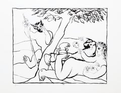 Adam and Eve, Modern Lithograph by Juan García Ripollés