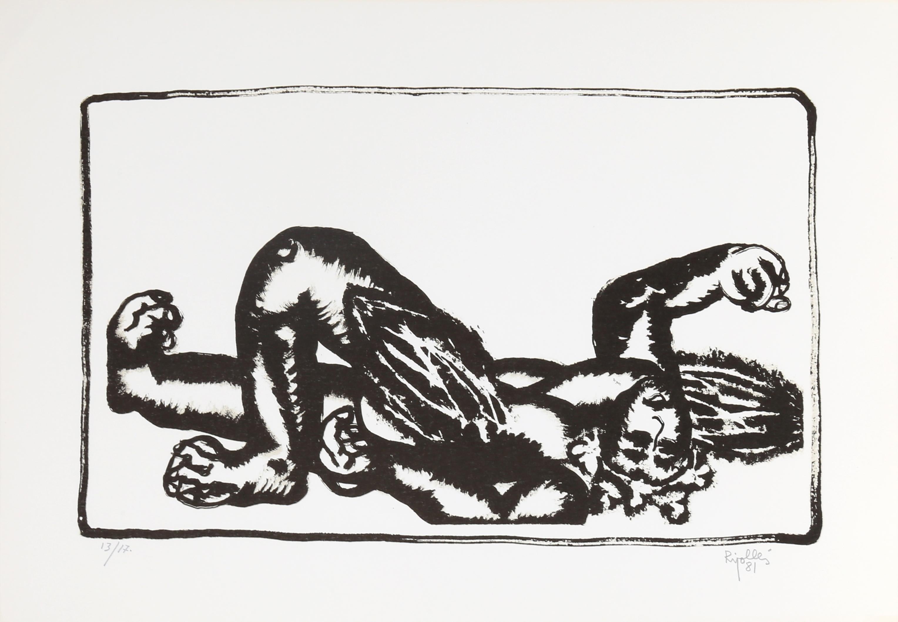 Fallen Angel (White), Signed Modern Lithograph by Juan García Ripollés - Print by Juan Garcia Ripolles