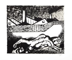 Figura en el Frente de las Casas, Signed Lithograph by Juan García Ripollés