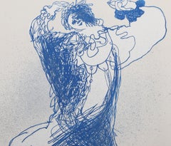 Harlekin im Sprung, Moderne Lithographie von Juan Garcia Ripolles