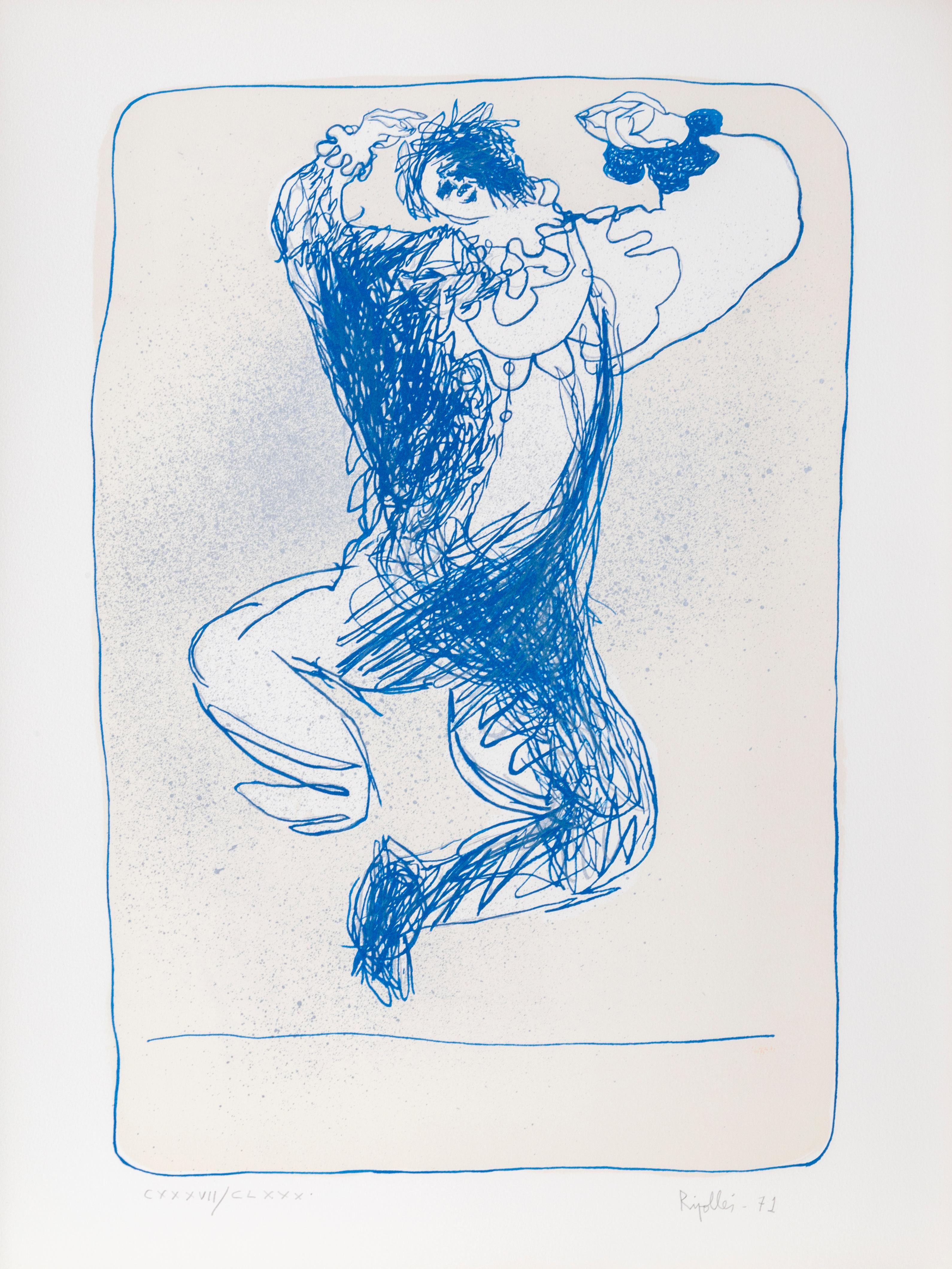 Artiste : Juan Garcia Ripolles (1932 - )
Titre : Harlequin Leaping
Date : 1971
Médium : Lithographie, signée et numérotée au crayon
Edition de l'A.E. XX (20)
Taille : 64,77 cm x 48,26 cm (25,5 in. x 19 in.)