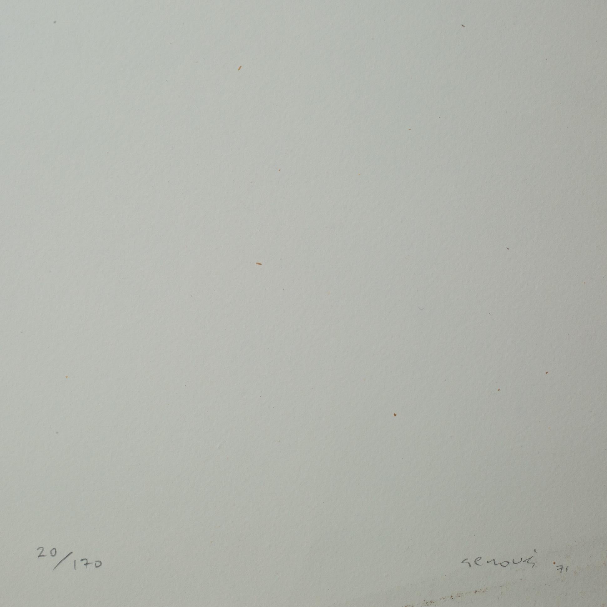 Mid-Century Modern Juan Genoves, Untitled, Serigraph, Limited Edition 20/170, Signed, 1971 For Sale