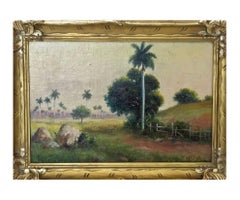 Juan Gil Garcia Landscape with Palms Oil on Canvas on Board