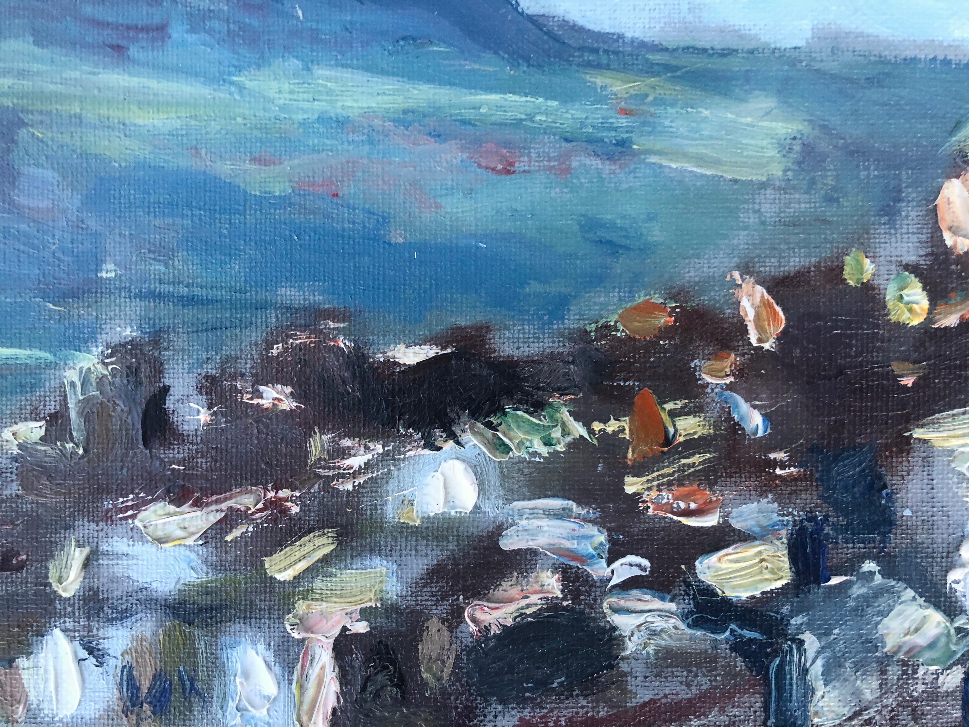 Paisaje con pueblo español óleo sobre lienzo - Painting Impresionista de Juan Gil
