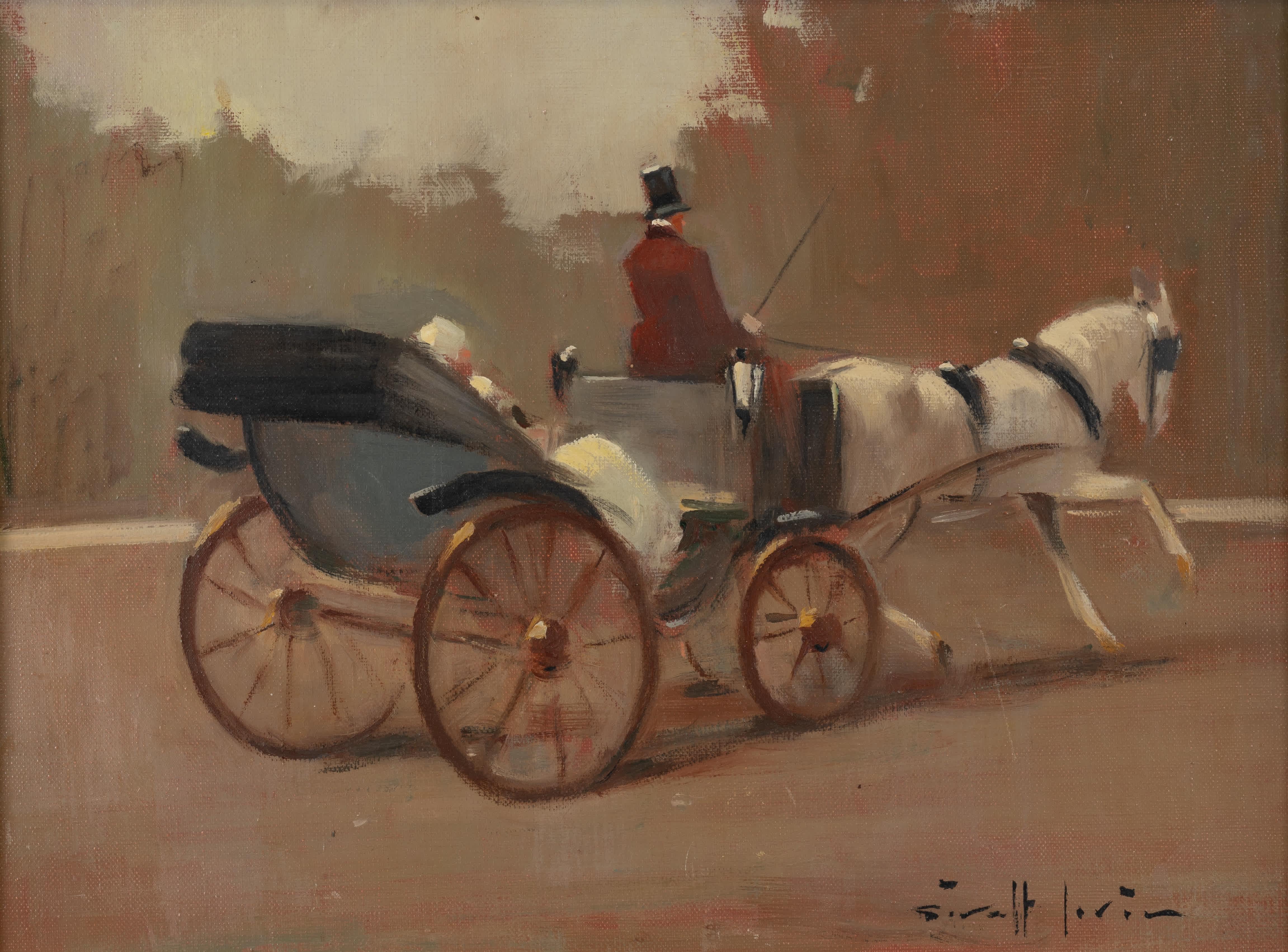 Carriage Scene - Impressionist Painting by Juan Giralt Lerin