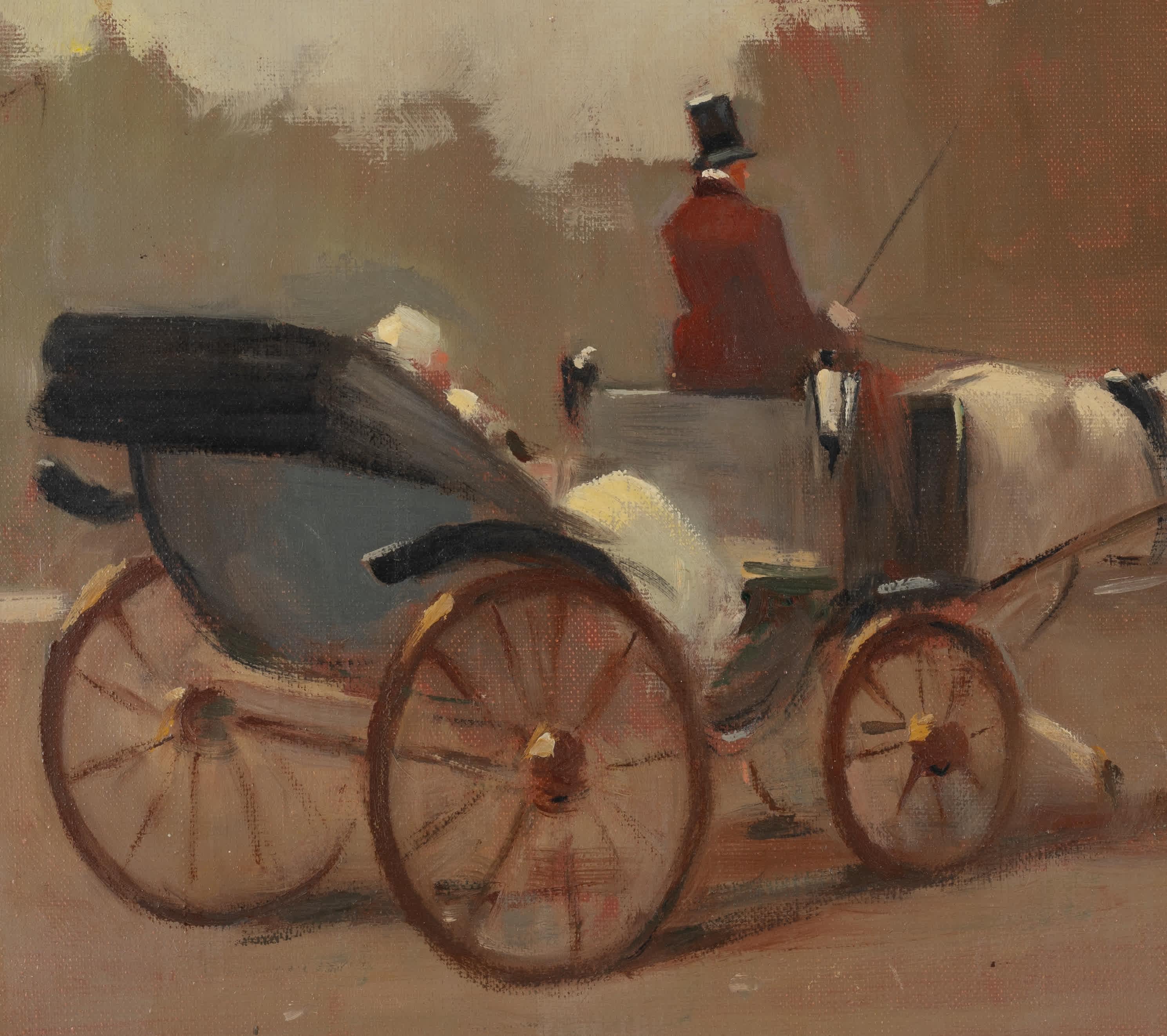 Juan Giralt-Lerin
Spanish, born 1907
Carriage Scene

Oil on canvas
12 by 16 in, w/ frame 19 by 23 in
Signed lower right