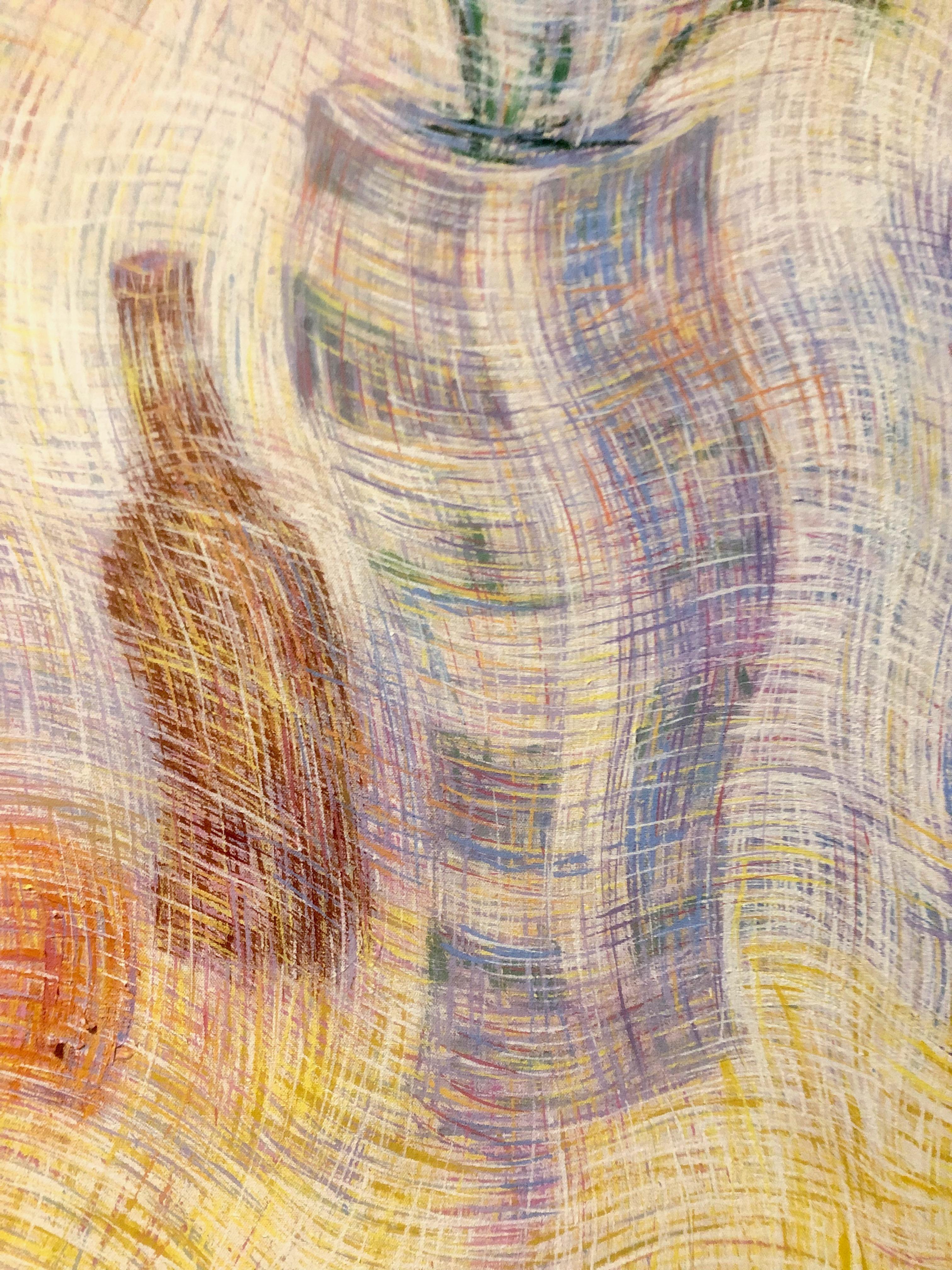 Bodegon #25, großes Stillleben
Vom Künstler signiert, betitelt und datiert.
Die zweite Serie von Fotos ist bei natürlichem Tageslicht entstanden.
Der chilenische Maler und Grafiker Juan Gomez Quiroz.
Sein Anliegen ist es, mit dem zu brechen, was er