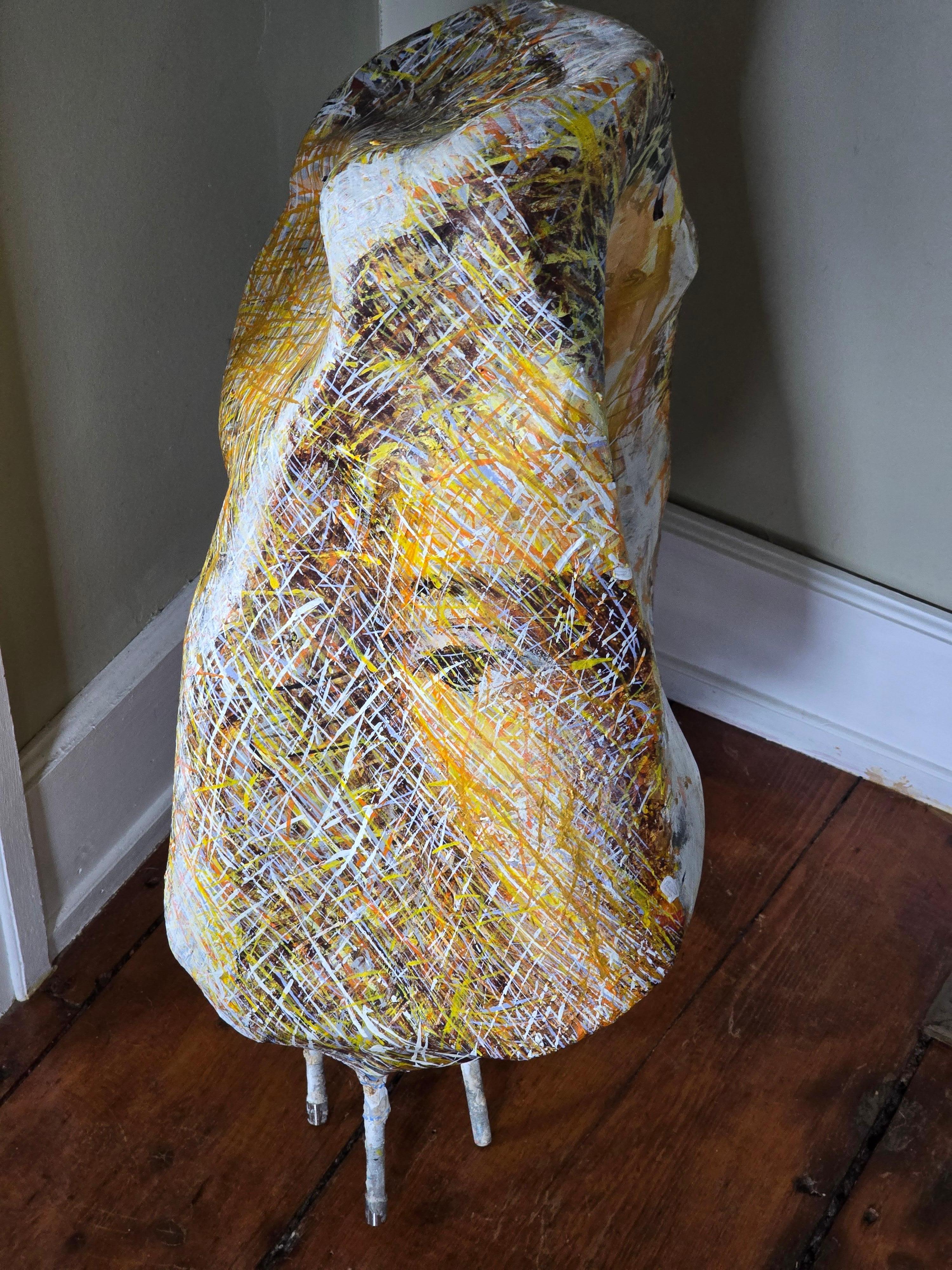 Ana - Gray Figurative Sculpture by Juan Gomez Quiroz