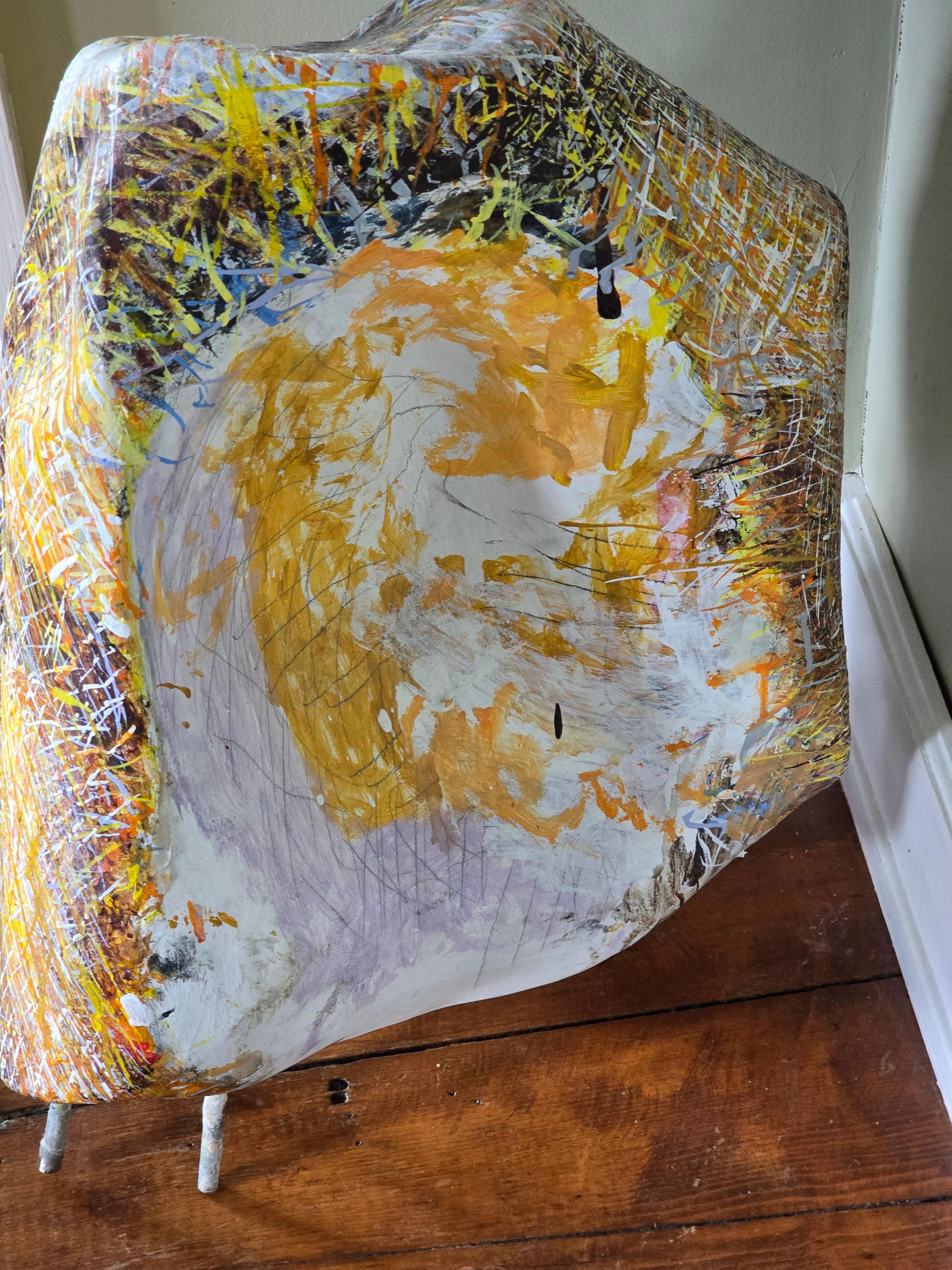 Ana, a striking mixed medea sculpture by Juan Manuel Gomez-Quiroz. From the estate of the artist. 
Painter and printmaker and sculptor Juan Manuel Gomez-Quiroz was born in Santiago de Chile on February 20, 1939 -2021. He studied at the Gregorio de