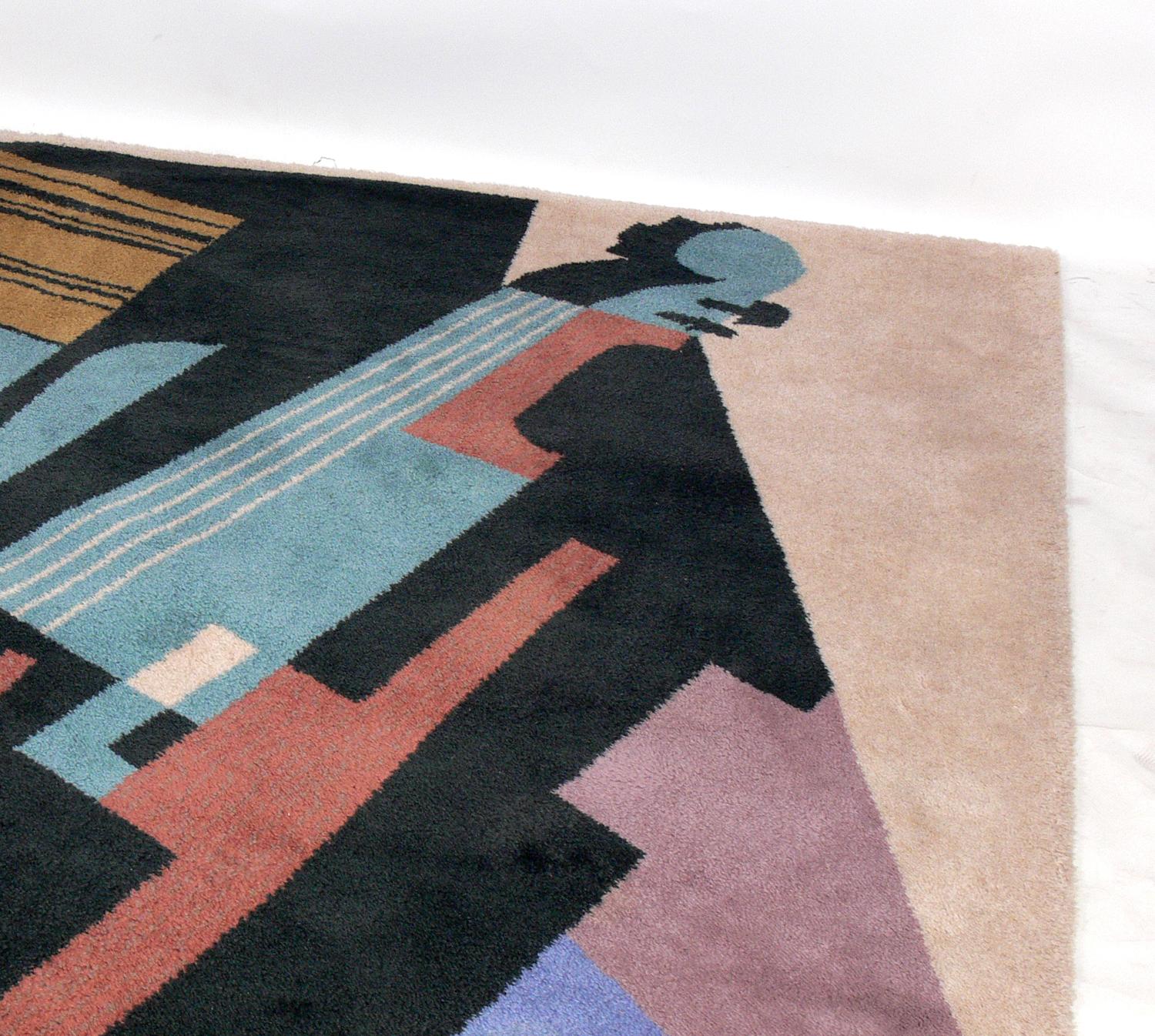 Danish Juan Gris Cubist Wool Carpet or Tapestry