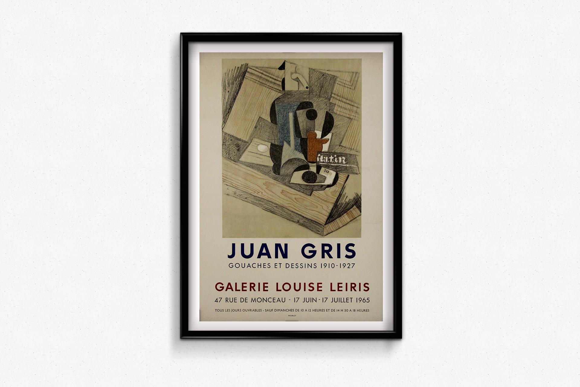 Manifesto originale della mostra del 1965 di Juan Gris alla Galerie Louise Leiris di Parigi in vendita 1