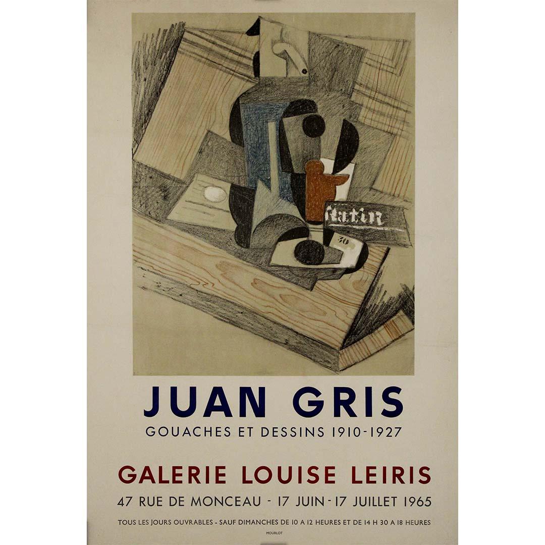 Questo manifesto originale del 1965 è stato creato per la mostra Juan Gris: Gouaches et Dessins 1910-1927 alla Galerie Louise Leiris di Parigi. Per celebrare il notevole lavoro di Juan Gris, questo evento ha messo in evidenza la sua maestria nella