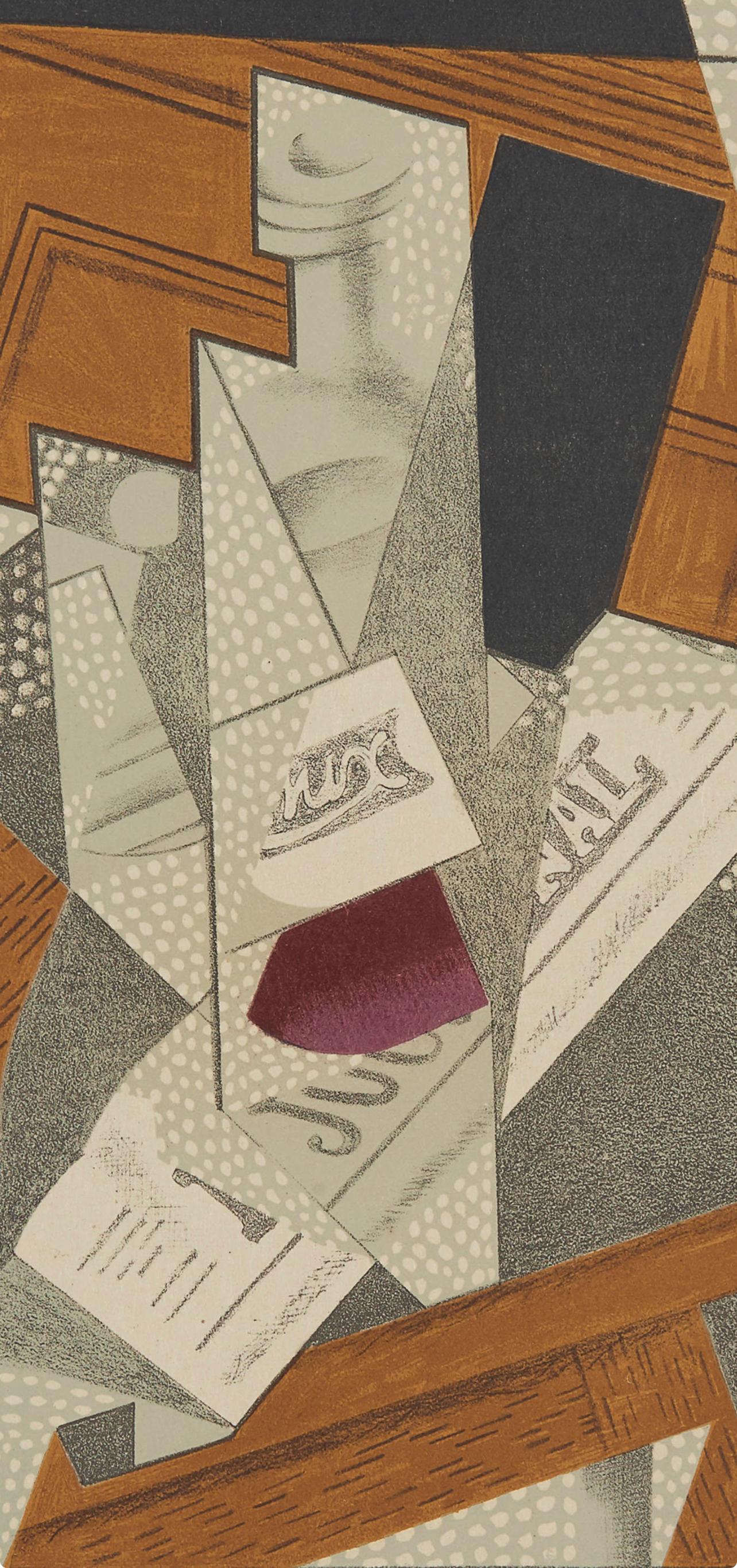 Gris, Bouteille (Kahnweiler 1969), Au Soleil du Plafond (après) - Moderne Print par Juan Gris