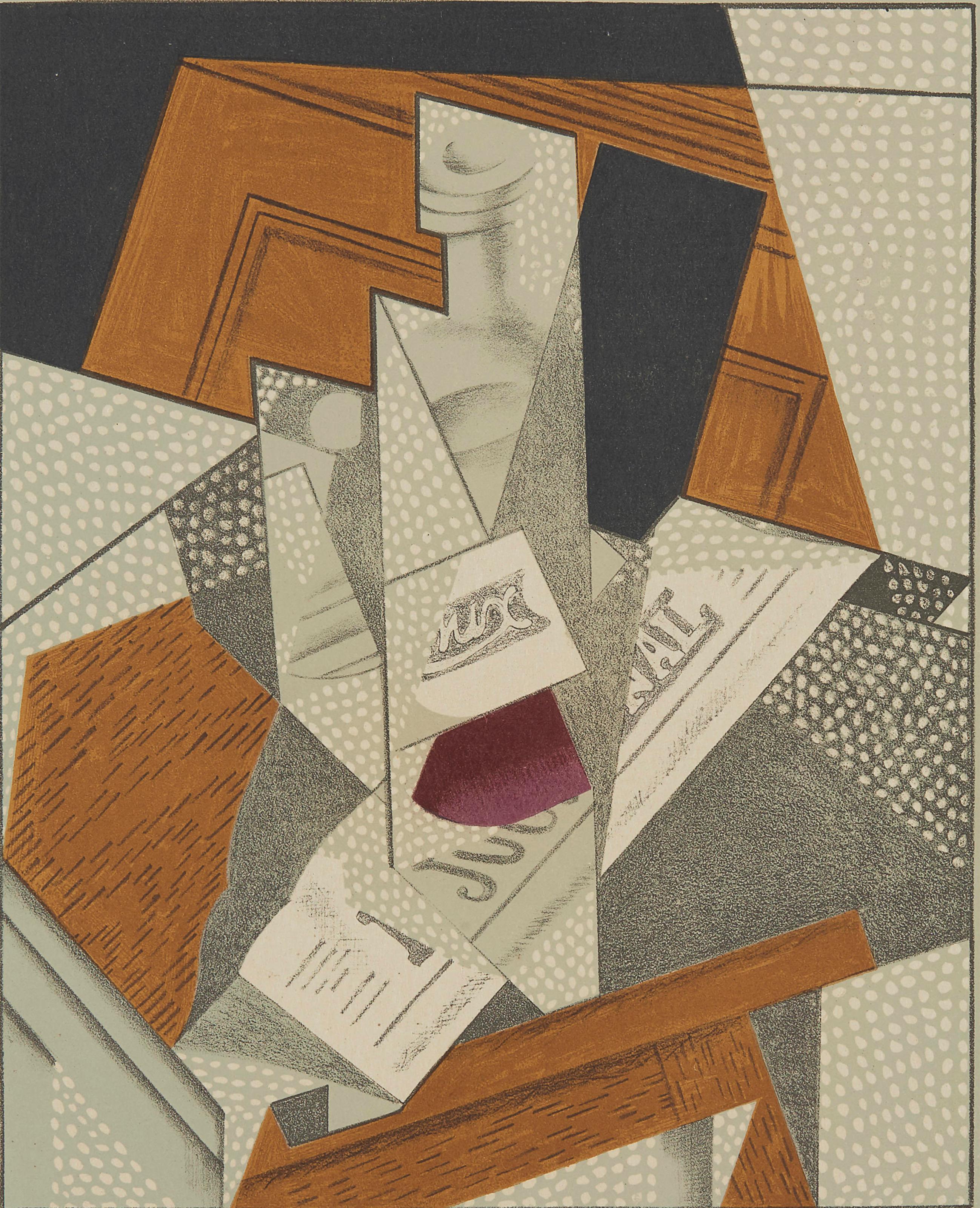 Juan Gris Abstract Print – Gris, Bouteille (Kahnweiler 1969), Au Soleil du Plafond (nach)