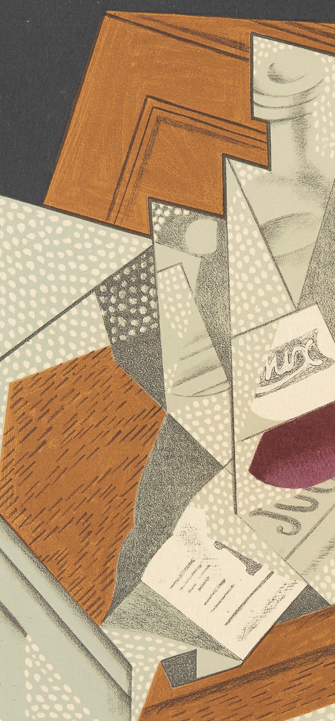 Gris, Bouteille (Kahnweiler 26), Au Soleil du Plafond (after) - Brown Abstract Print by Juan Gris