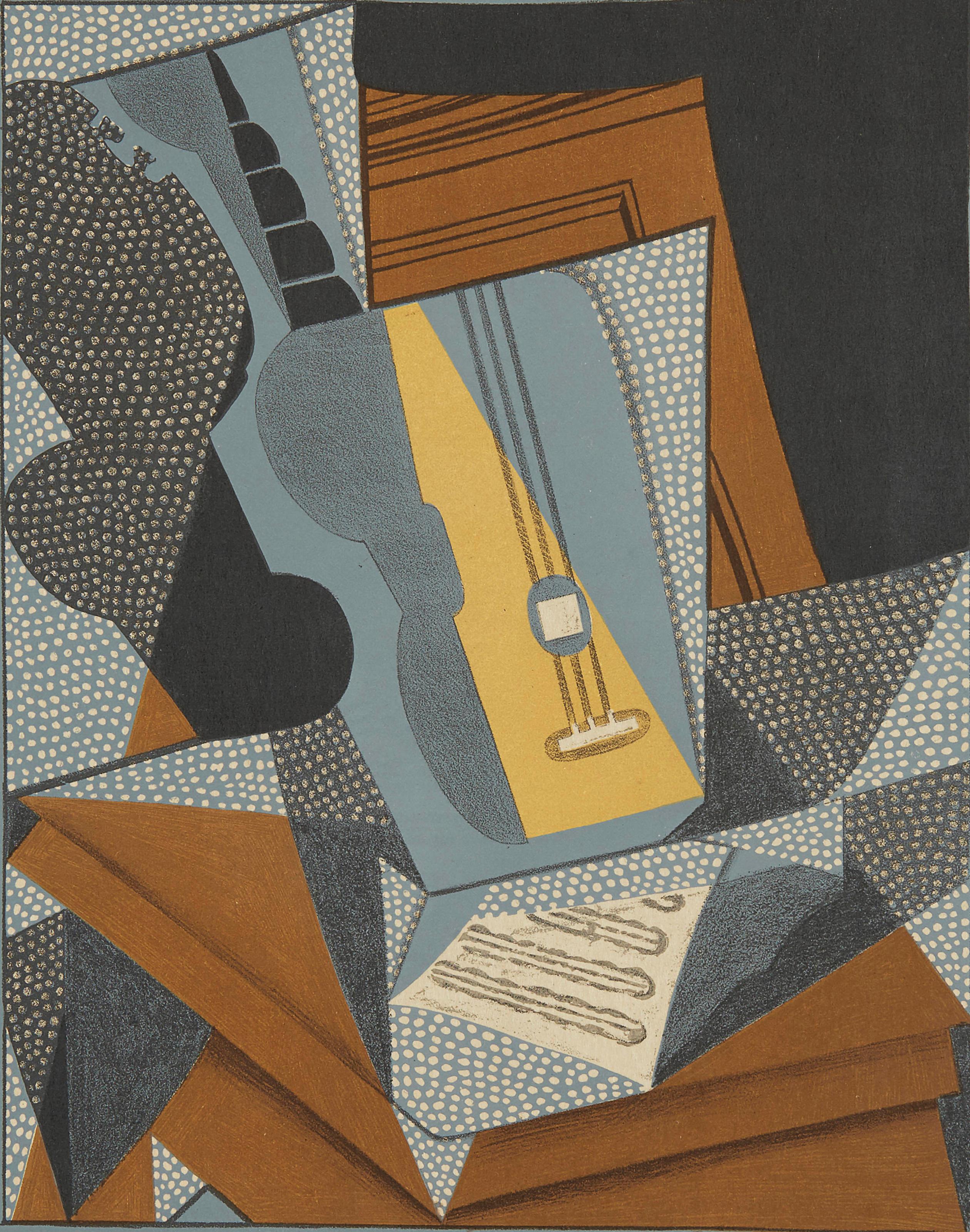 Juan Gris Abstract Print – Gris, Guitare (Kahnweiler 1969), Au Soleil du Plafond (nach)