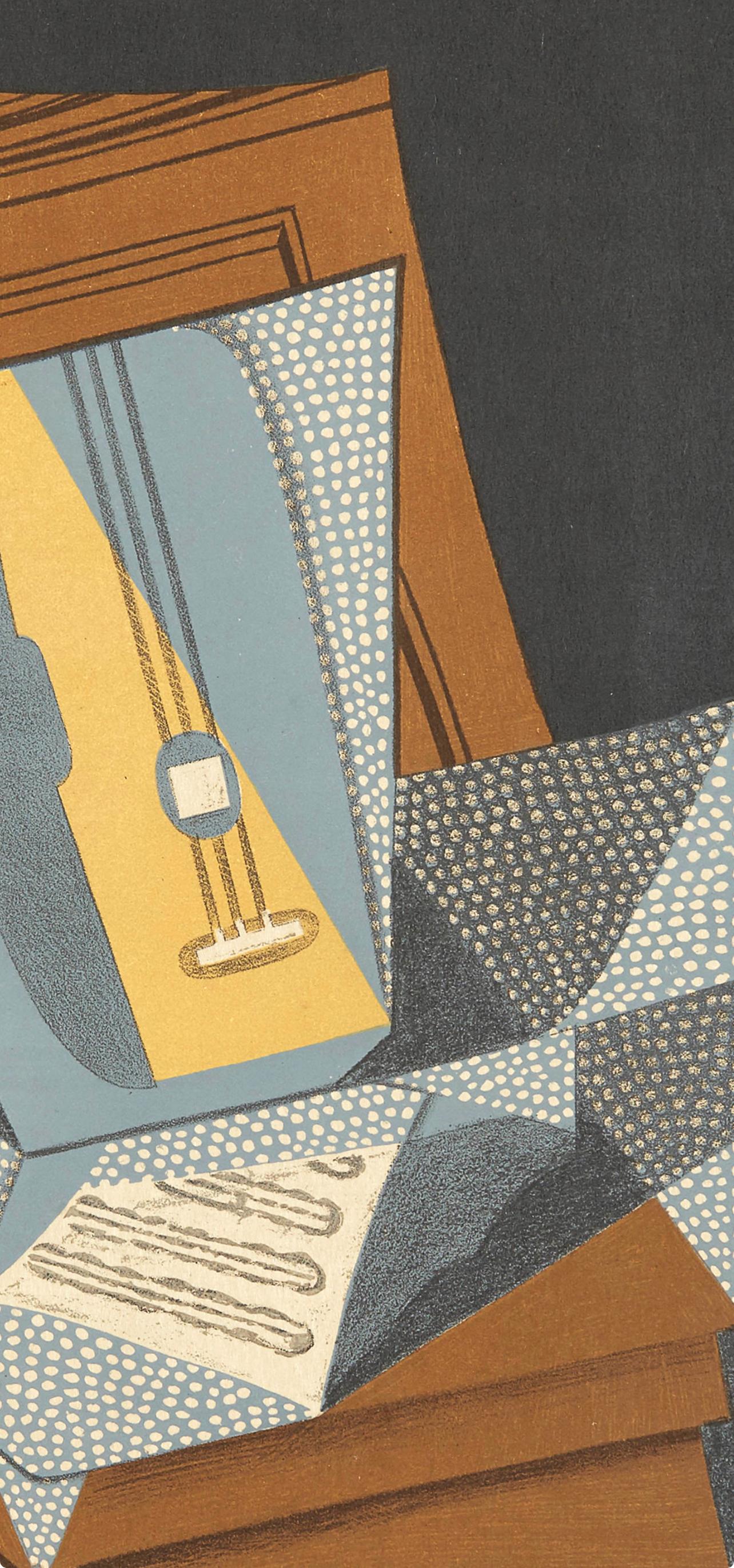 Gris, Guitare (Kahnweiler 26), Au Soleil du Plafond (after) - Gray Still-Life Print by Juan Gris