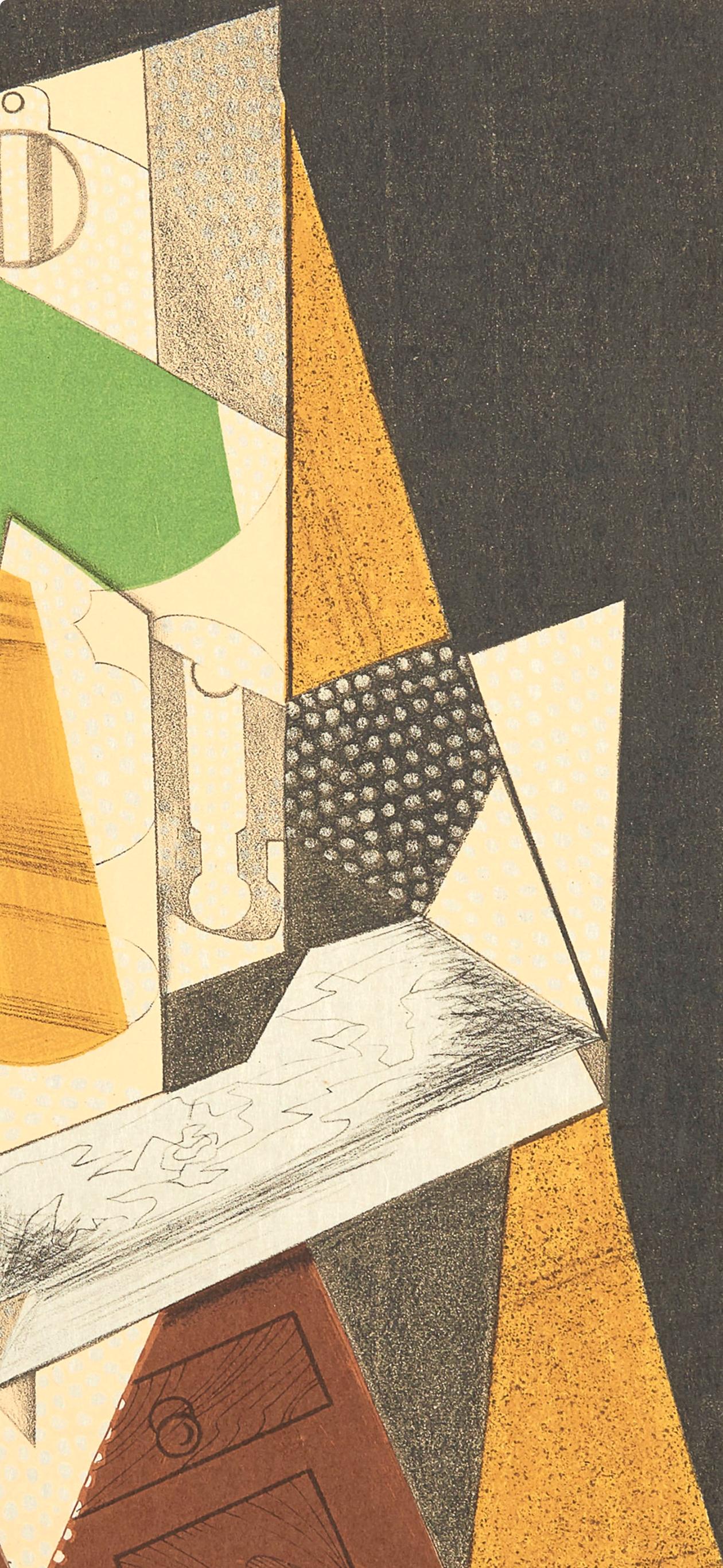 Gris, La Lampe (Kahnweiler 26), Au Soleil du Plafond (after) - Brown Abstract Print by Juan Gris