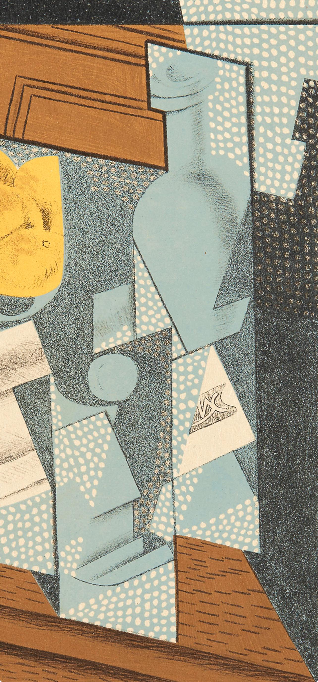 Gris, La Pipe (Kahnweiler 26), Au Soleil du Plafond (after) - Brown Abstract Print by Juan Gris