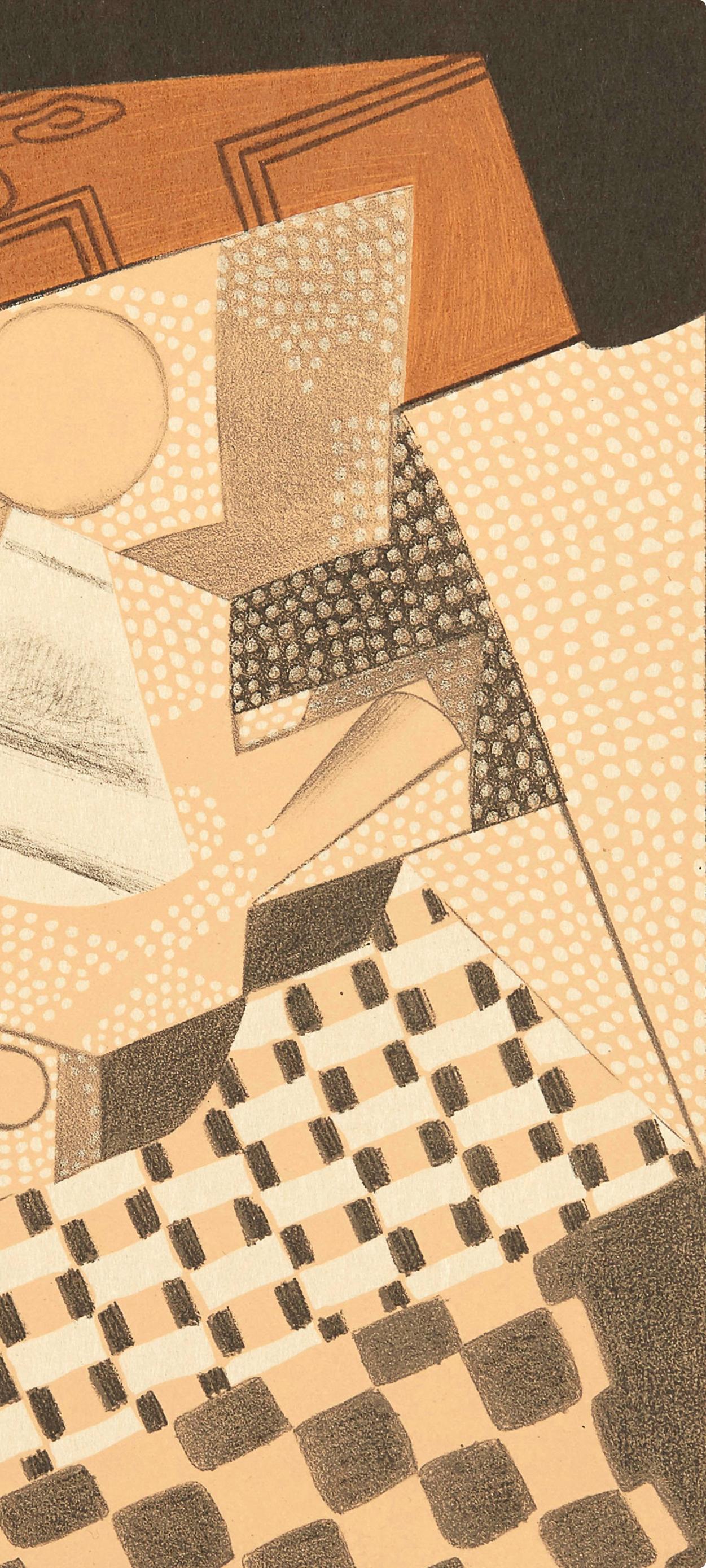 Gris, La Soupière (Kahnweiler 26), Au Soleil du Plafond (after) - Beige Abstract Print by Juan Gris